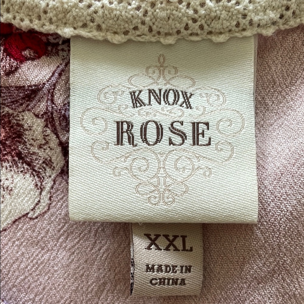 KNOX ROSE FLOWY PINK FLORAL SLEEVELESS PINK TOP Size XXL Tassel Tie Keyhole - Picture 7 of 12